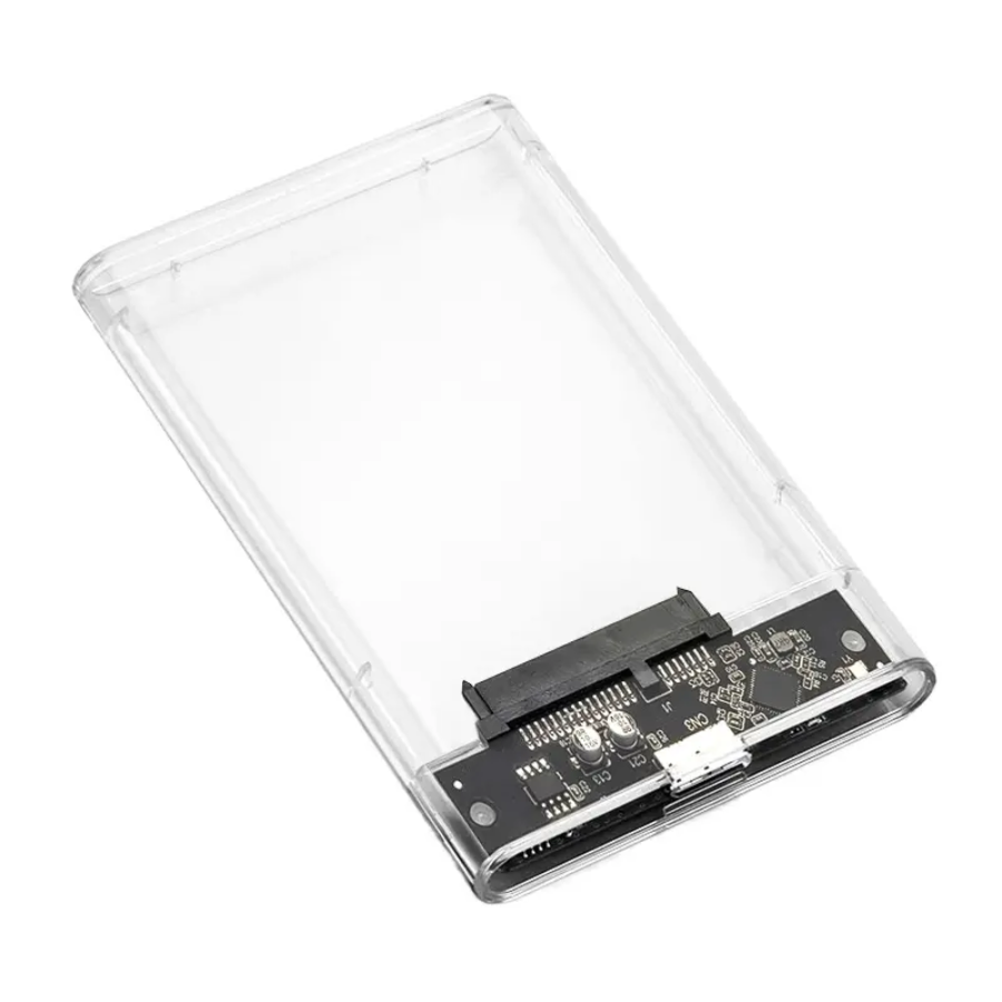 OSCOO 2.5Inch EXTERNAL HARD DRIVE ENCLOSURE, USB 3.0 TO SATA, TRANSPERENT GREY CASE, [TYPE C + TYPE C (PD) USB 3.2, GEN 2*1, ALUMINUM ALLOY + PLASTIC]