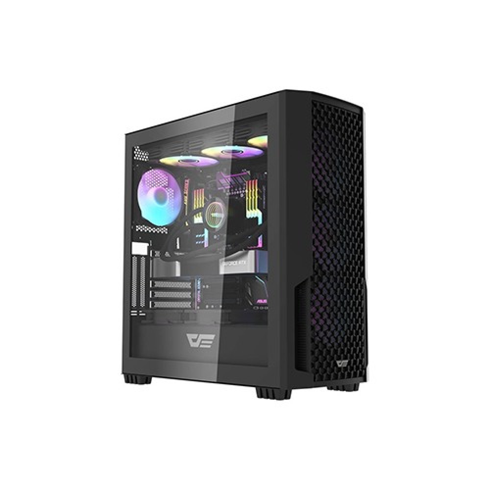 DARK FLASH DF-2100 WHITE MESH TEMPERED GLASS SIDE PANEL WITH 4x120MM ARGB FAN CASING